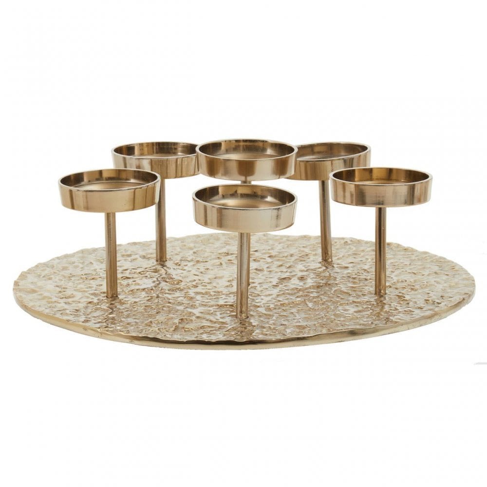 Akola Gold Round Six Pillar Candle Holder