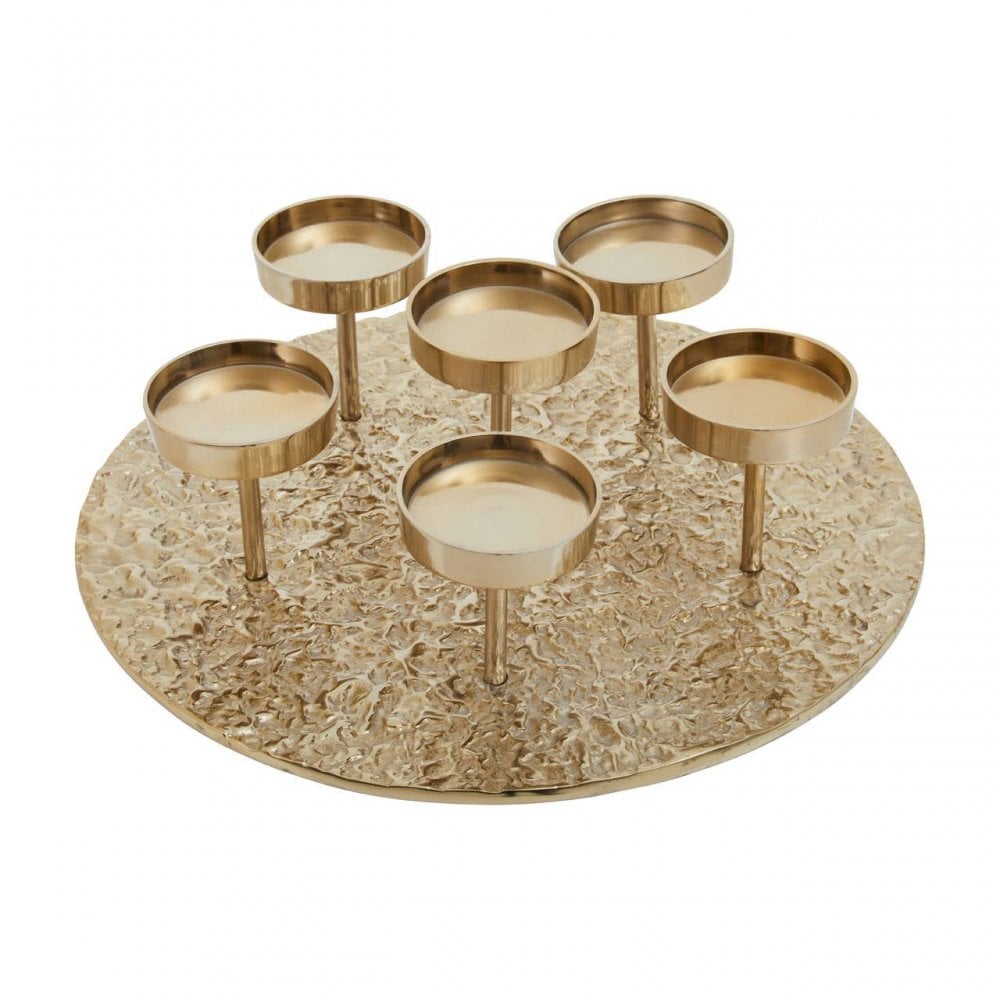 Akola Gold Round Six Pillar Candle Holder