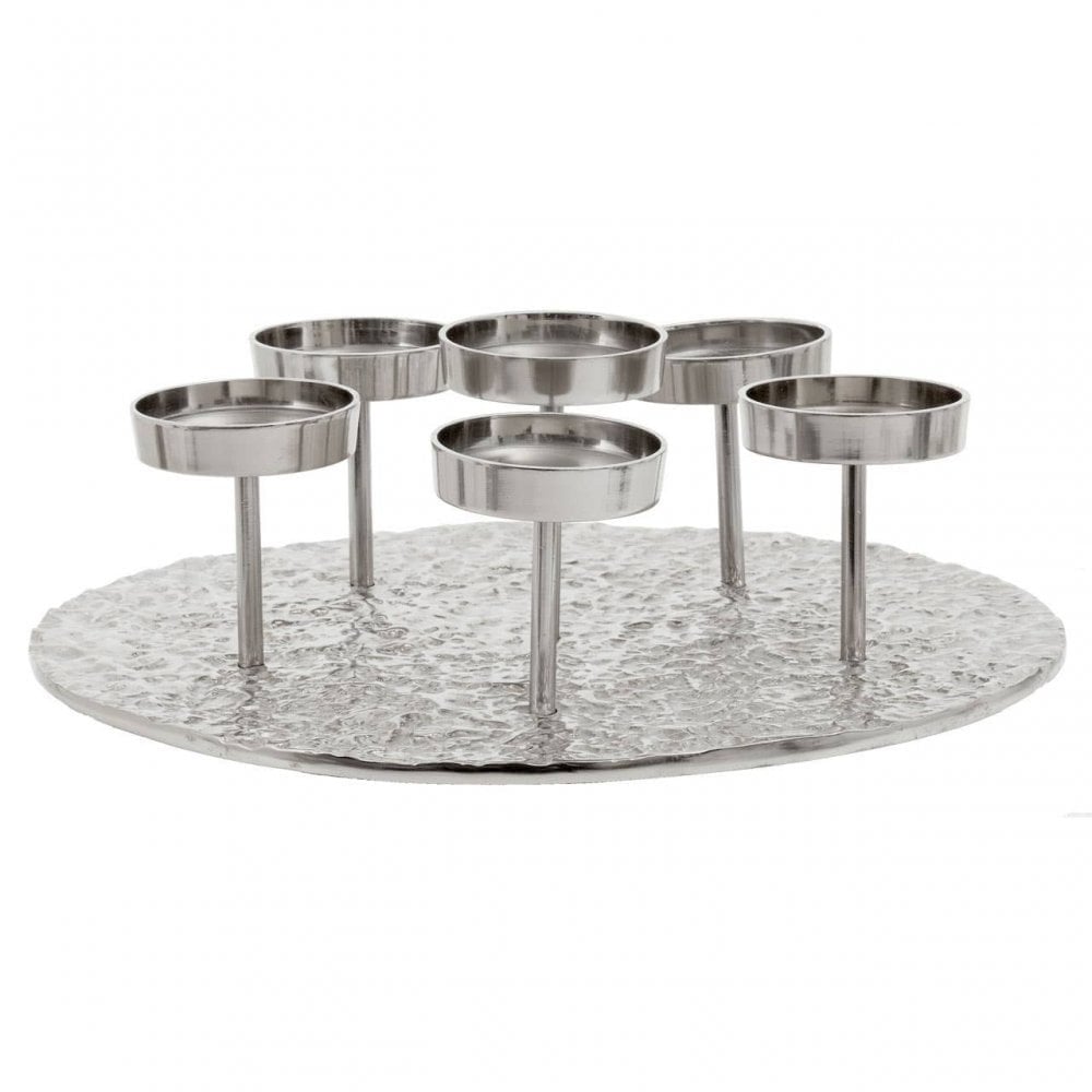 Akola Silver Round 6 Pillar Candle Holder