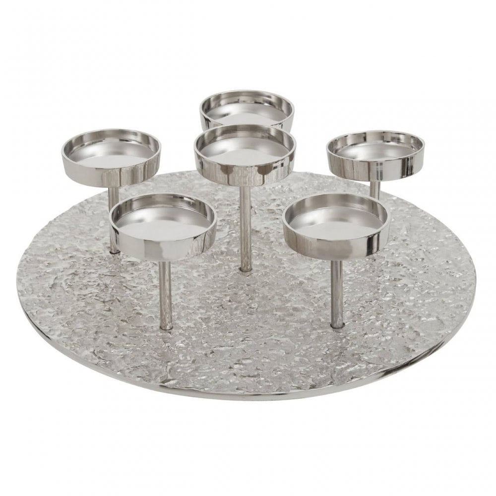 Akola Silver Round 6 Pillar Candle Holder