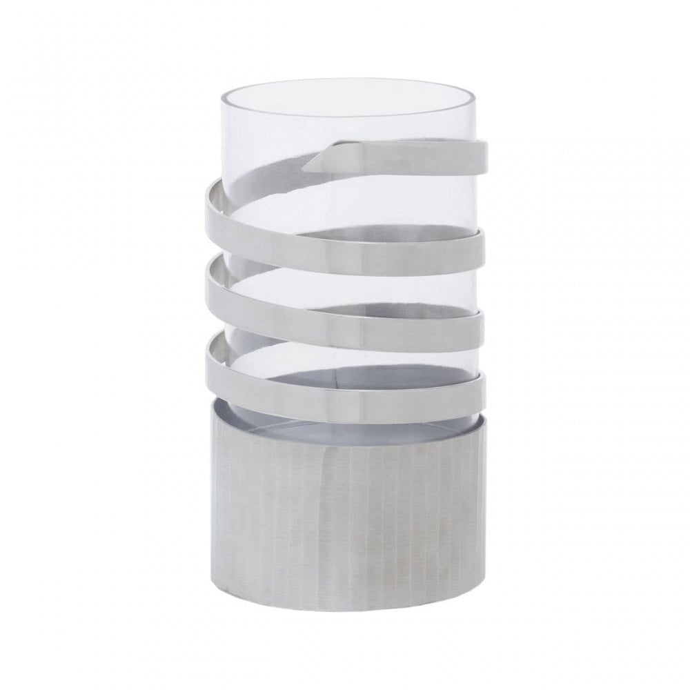 Amreli Small Silver Hurricane Candle Holder