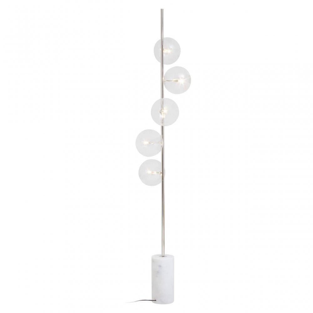 Abira Nickel And White Marble Floor Lamp