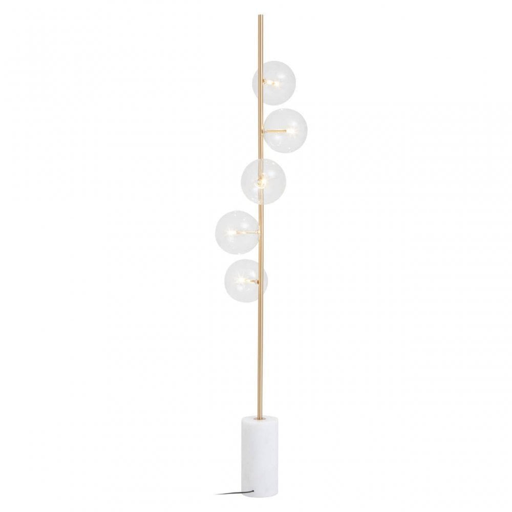 Abira Five Bulb White Marble Floor Lamp