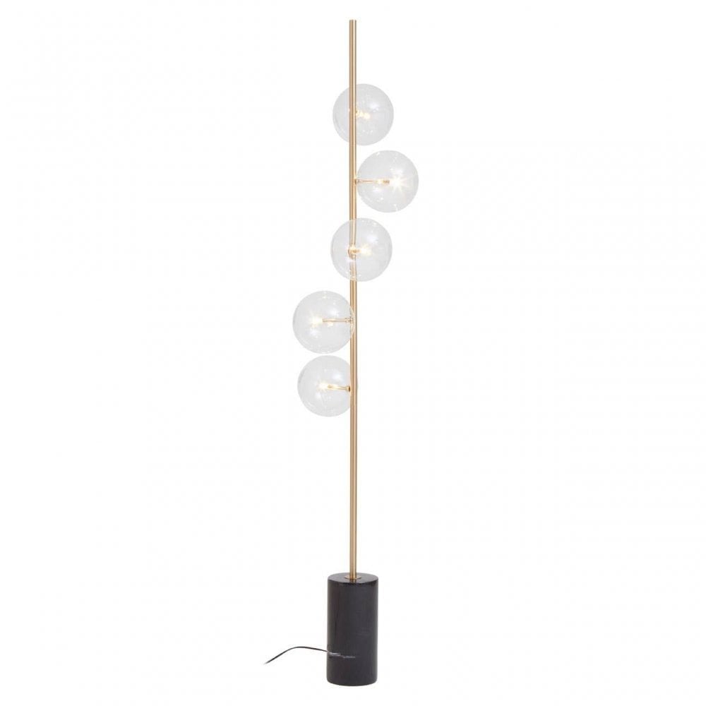 Abira Five Bulb Black Marble Floor Lamp