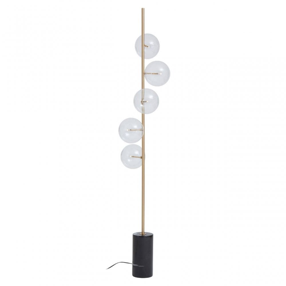 Abira Five Bulb Black Marble Floor Lamp