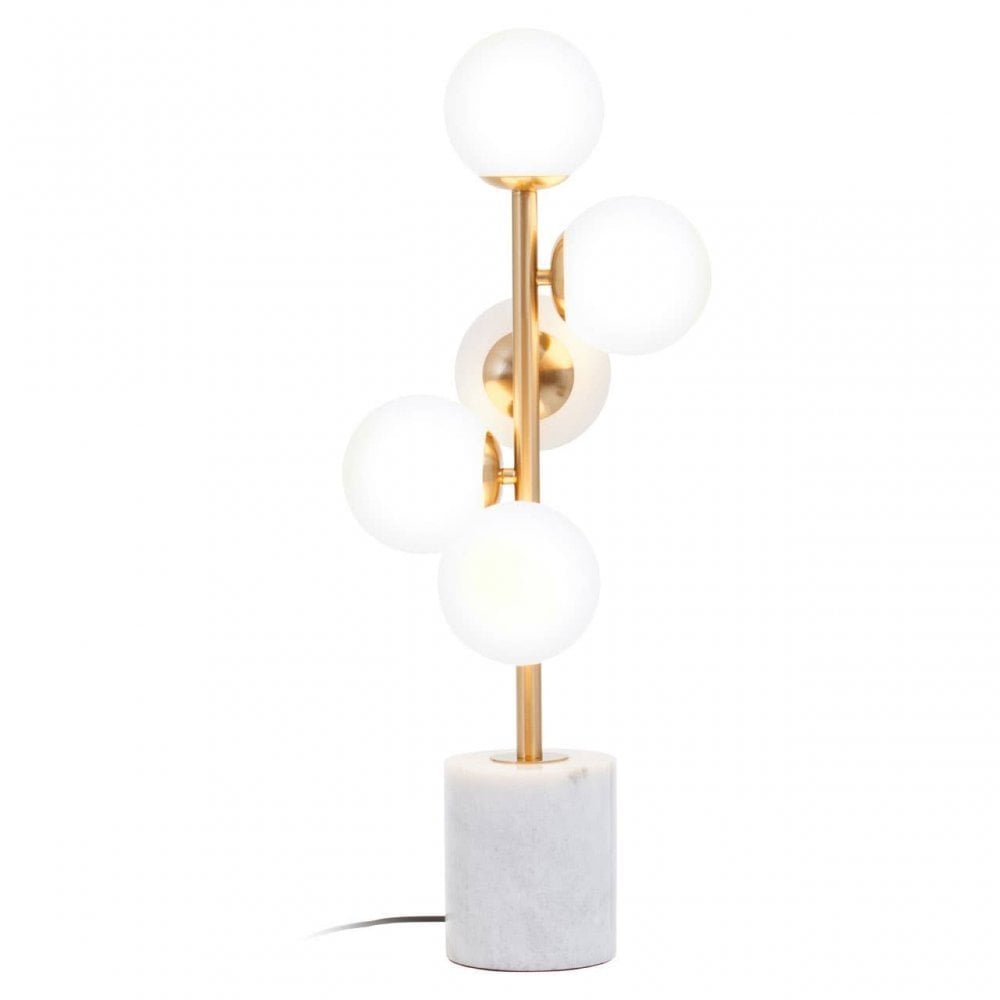 Abira Brushed Brass And White Marble Table Lamp