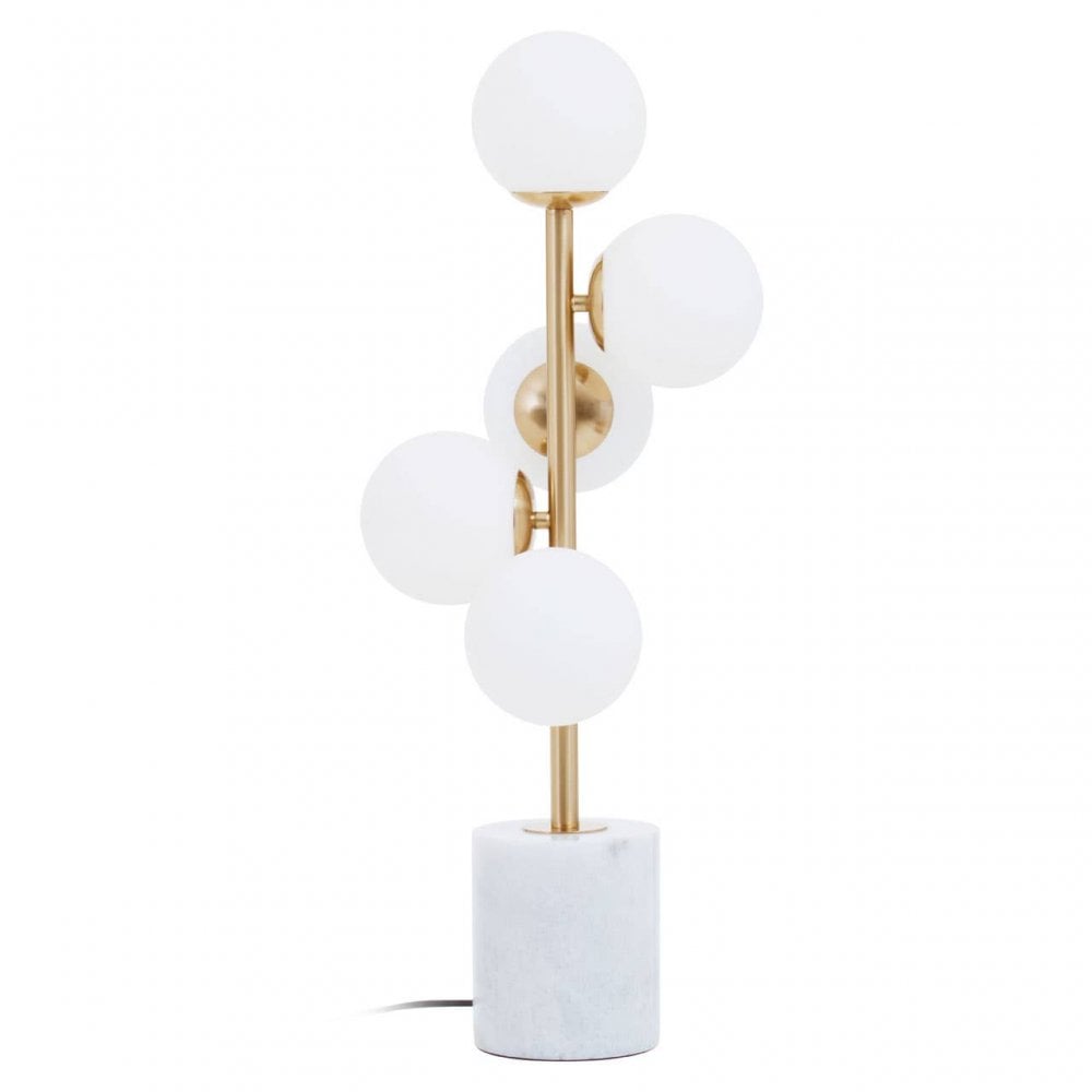 Abira Brushed Brass And White Marble Table Lamp