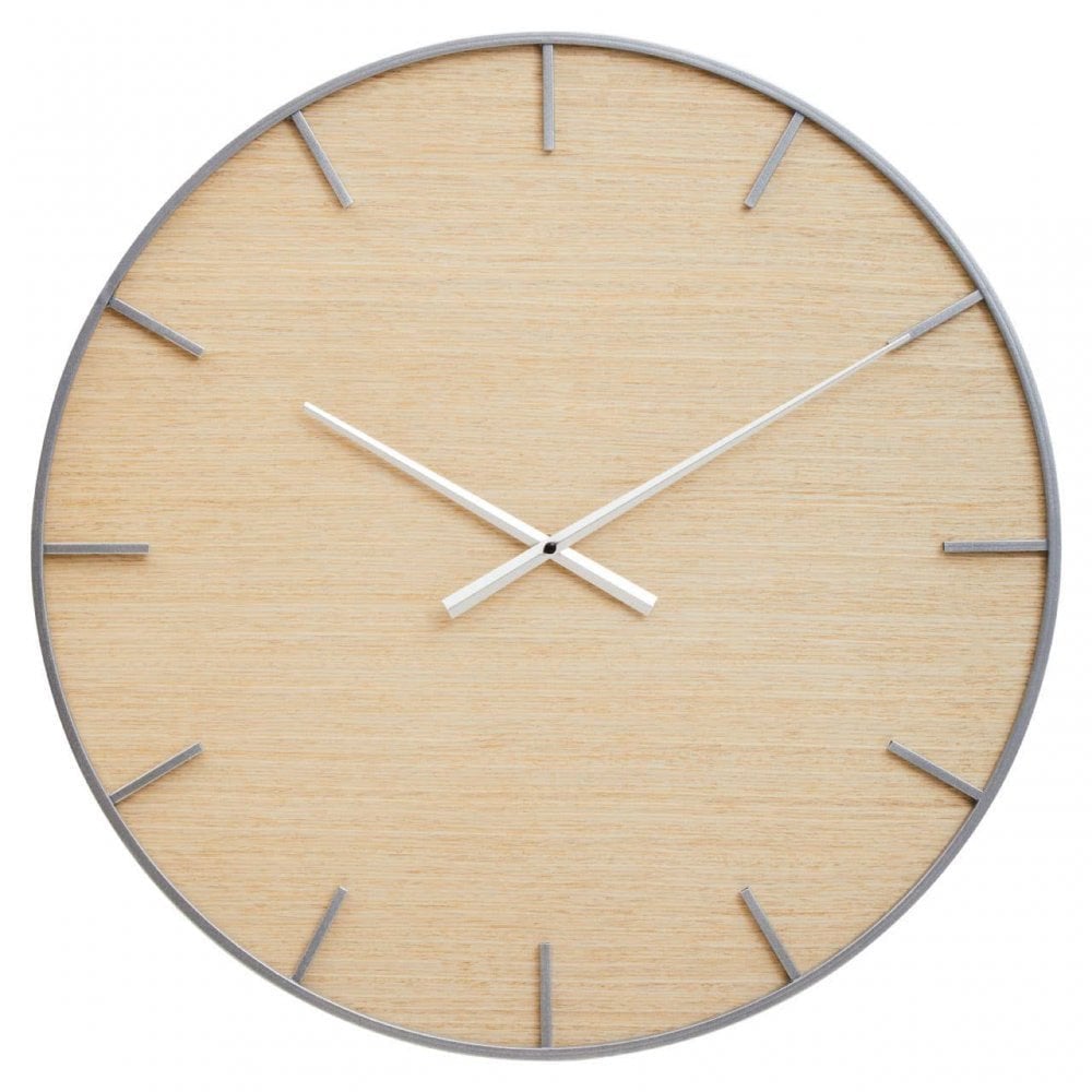 Kent Silver Frame And Wooden Dial Wall Clock