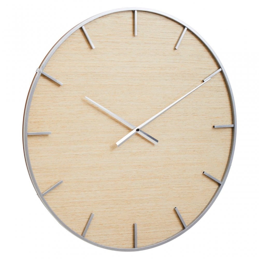 Kent Silver Frame And Wooden Dial Wall Clock