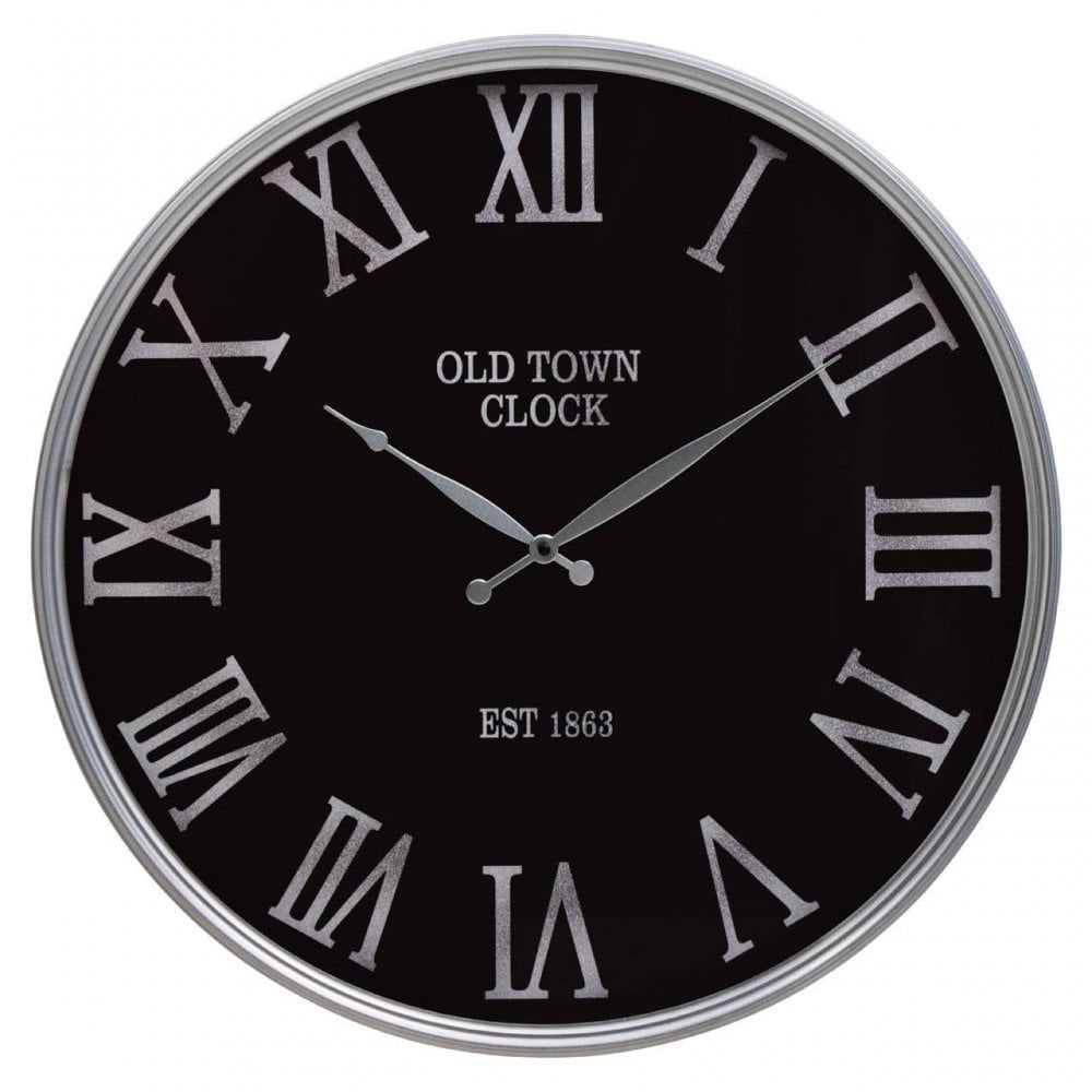 Kent Round Black And Silver Wall Clock