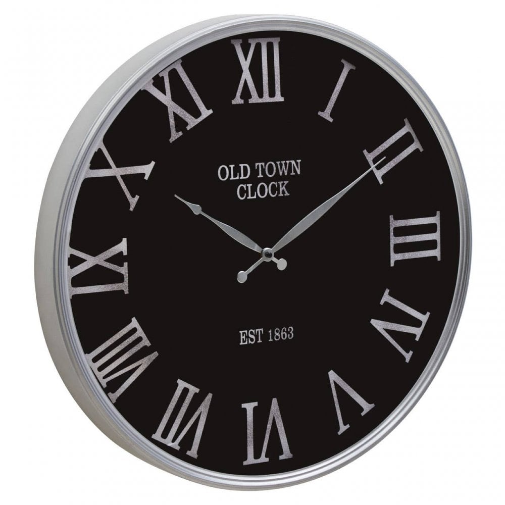 Kent Round Black And Silver Wall Clock