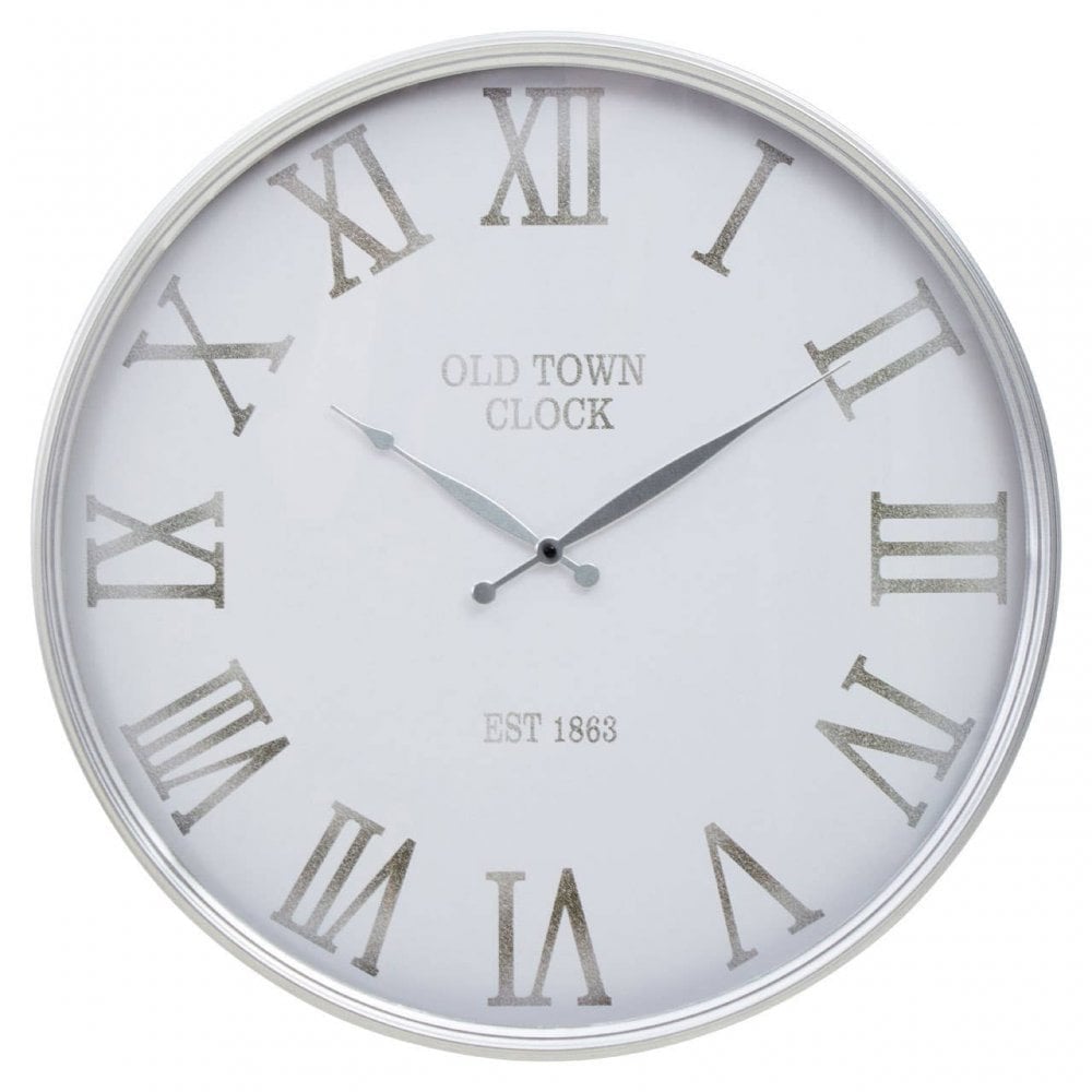 Kent Round White And Silver Wall Clock