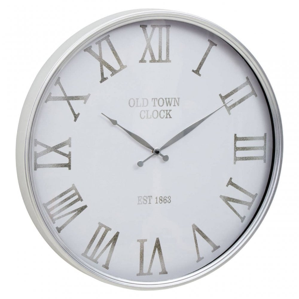 Kent Round White And Silver Wall Clock