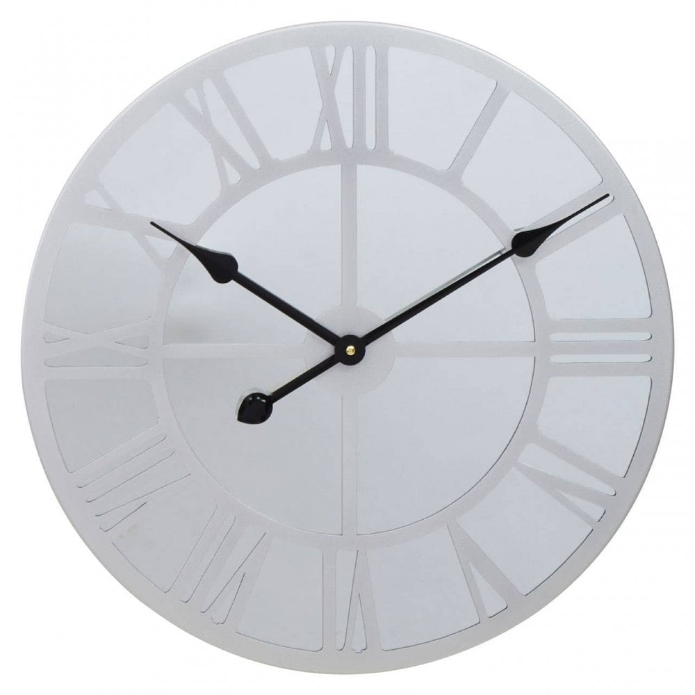 Kent Round Silver Mirrored Wall Clock