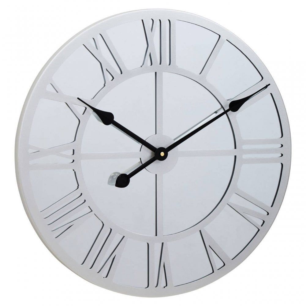 Kent Round Silver Mirrored Wall Clock