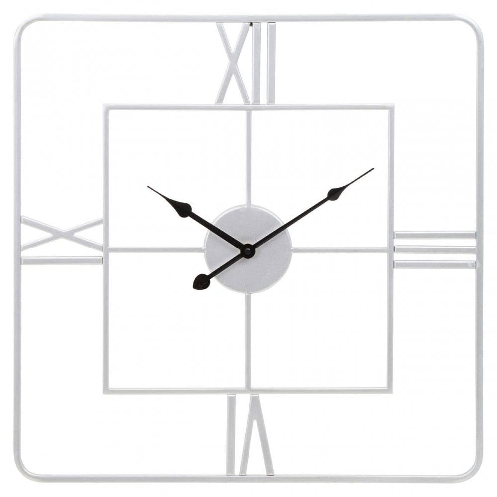 Kent Square Silver Finish Wall Clock