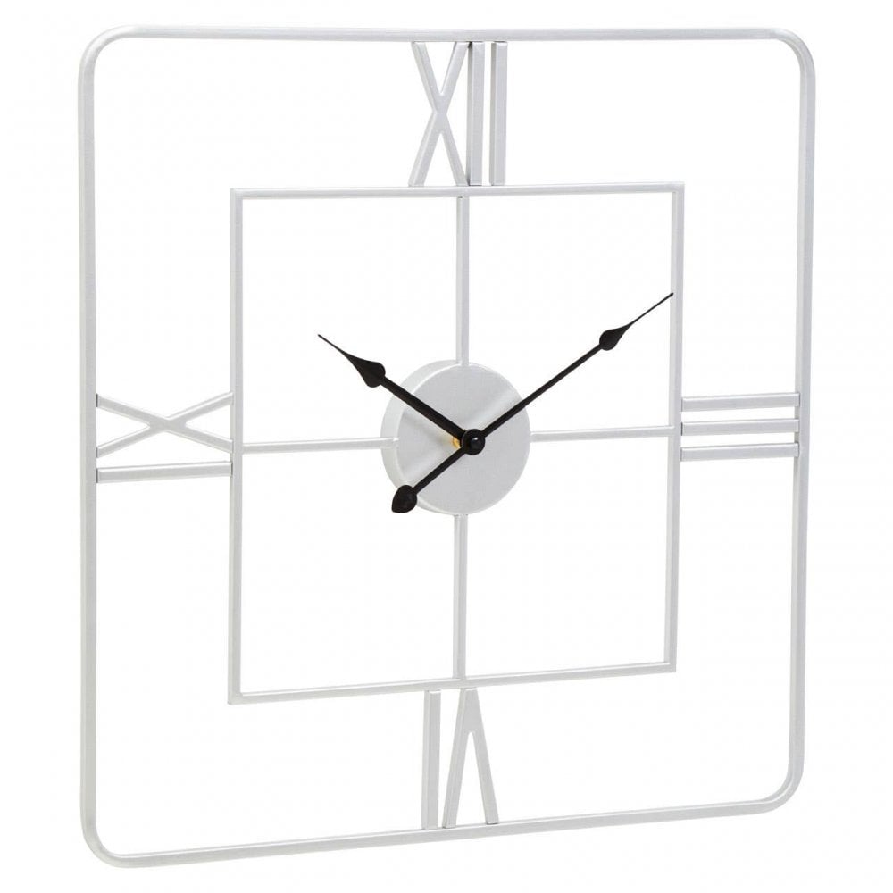 Kent Square Silver Finish Wall Clock