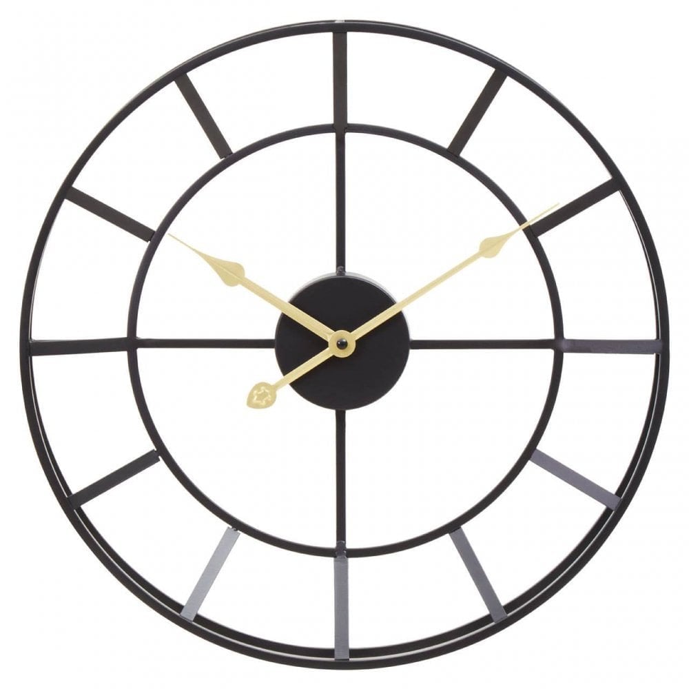 Kent Small Black Frame And Gold Detail Wall Clock