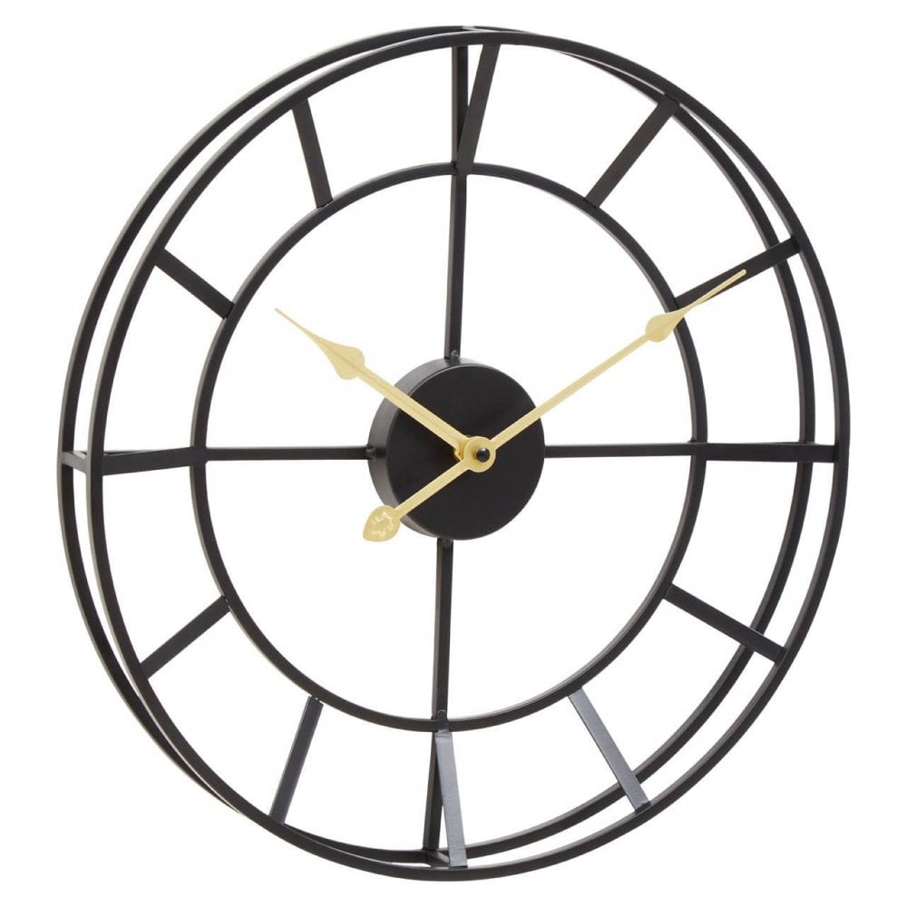 Kent Small Black Frame And Gold Detail Wall Clock