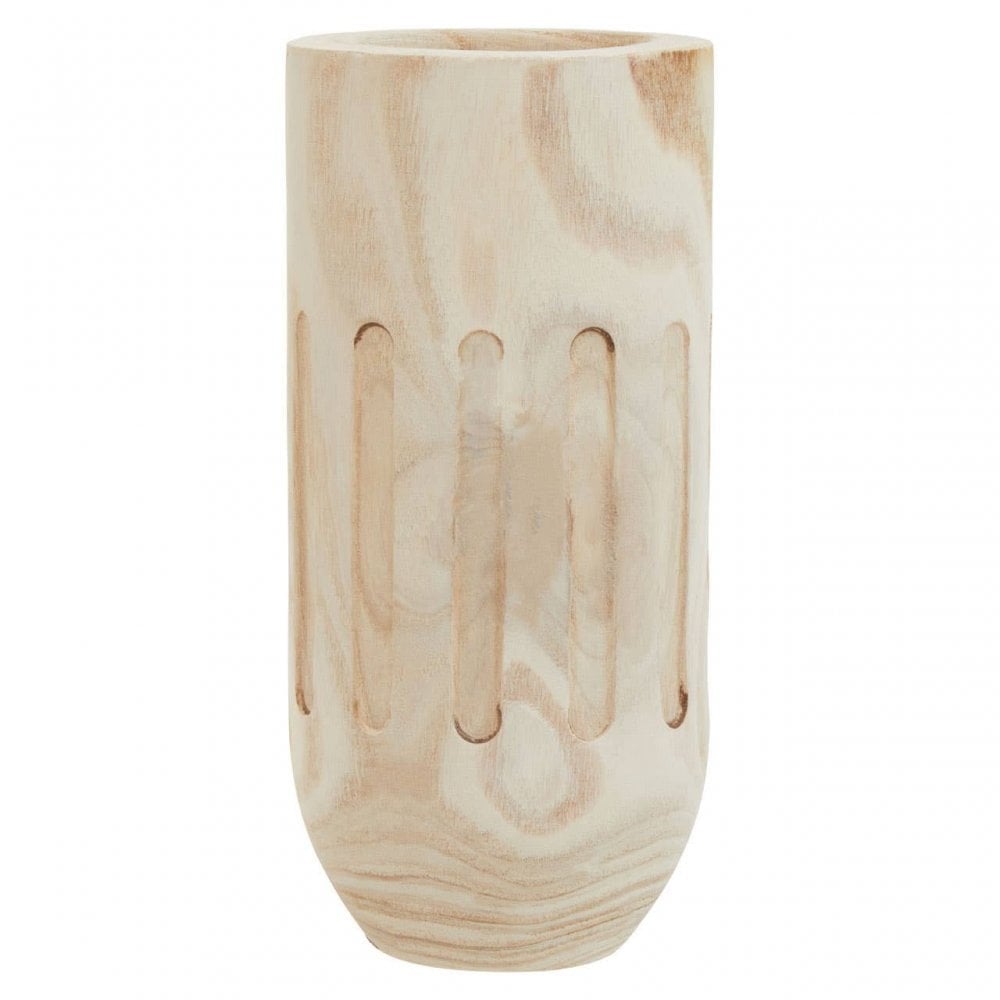 Arlo Natural Engraved Wooden Vase