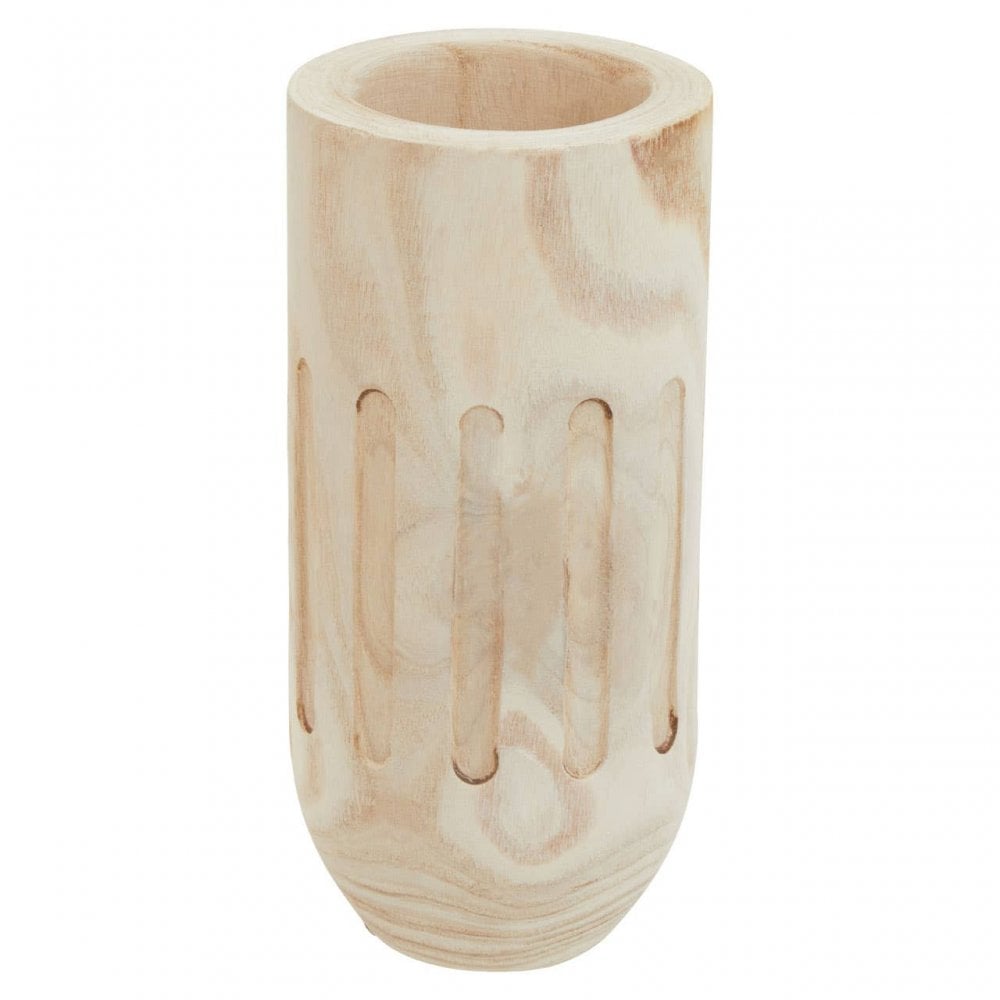 Arlo Natural Engraved Wooden Vase