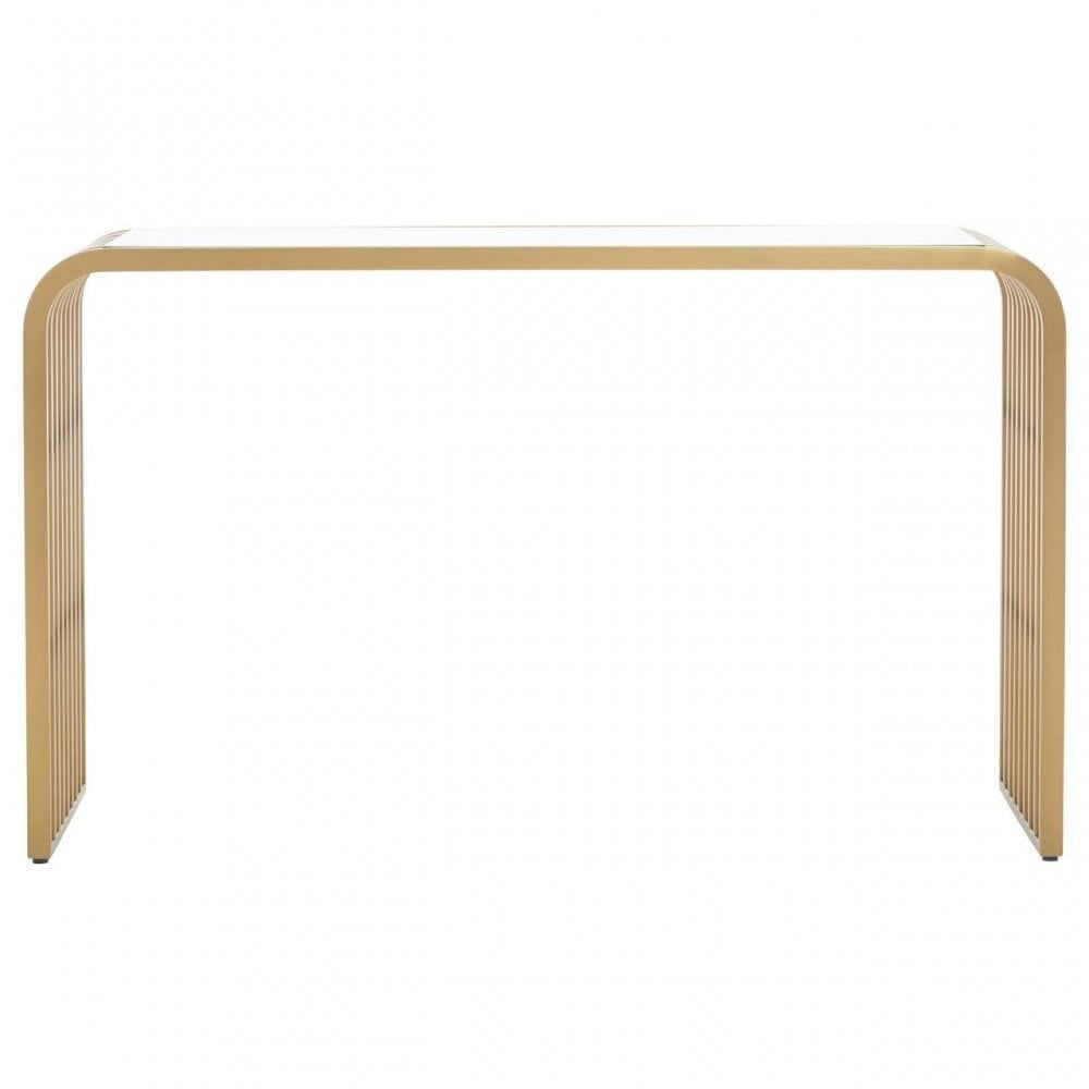 Vogue Matte Gold Slatted Console Table