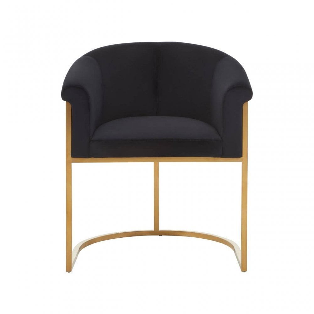 Vogue Black Velvet And Matte Gold Dining Chair