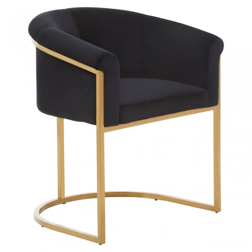 Vogue Black Velvet And Matte Gold Dining Chair