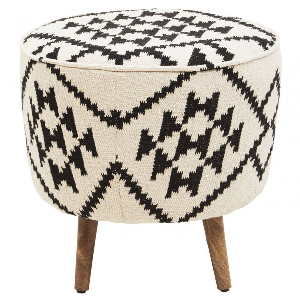 Cefena Round Patterned Footstool