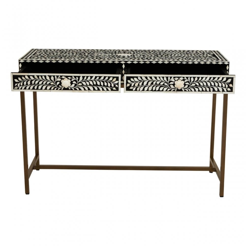 Fusion Console Table With Gold Finish Legs