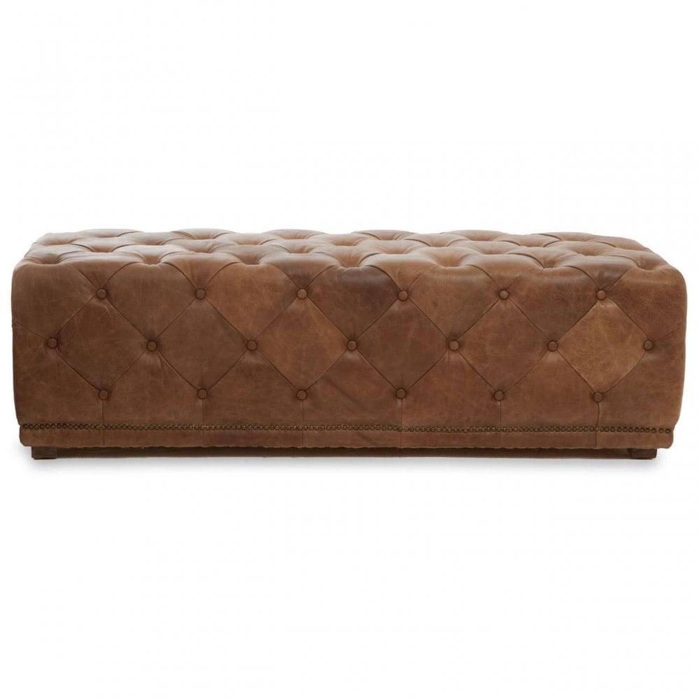 Hoxton Tufted Leather Rectangle Ottoman