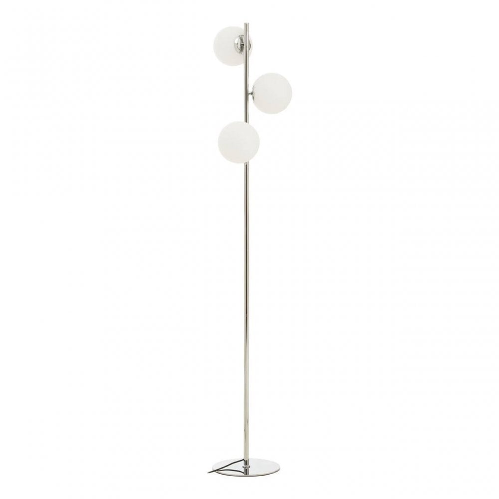 Karter Chrome Finish And White Glass Floor Lamp