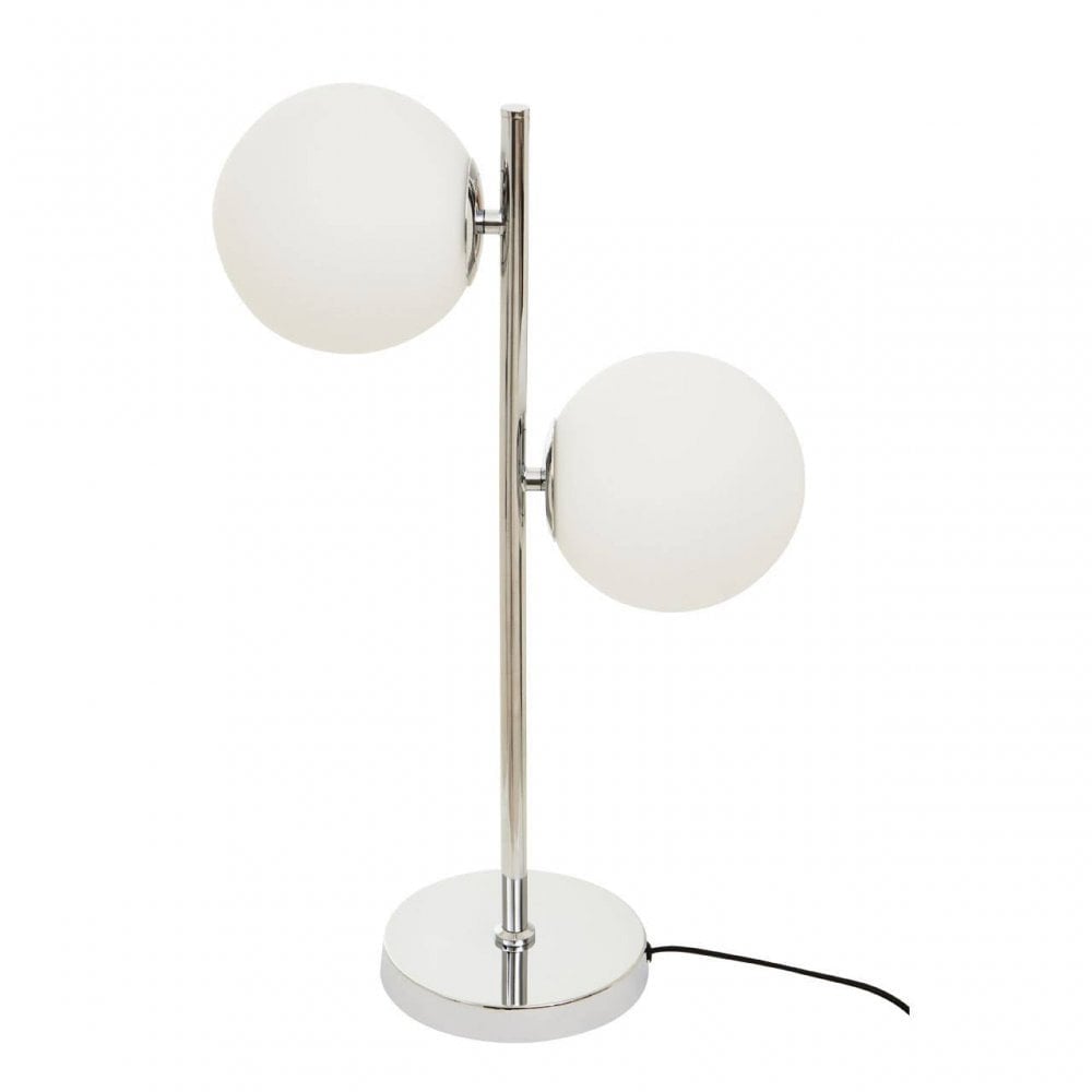 Karter White Glass With Chrome Table Lamp