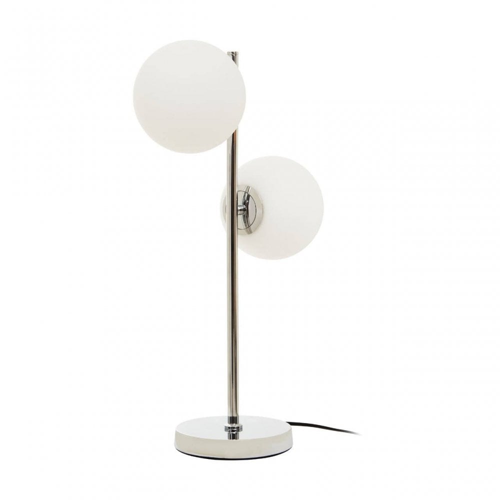 Karter White Glass With Chrome Table Lamp