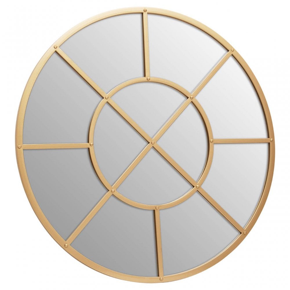 Descartes Gold Finish Round Wall Mirror