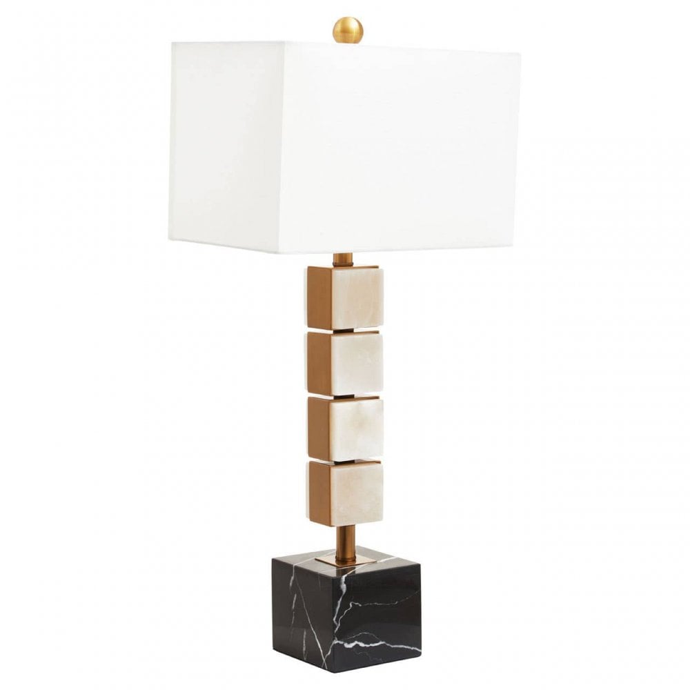 Marmo White Fabric Shade Table Lamp