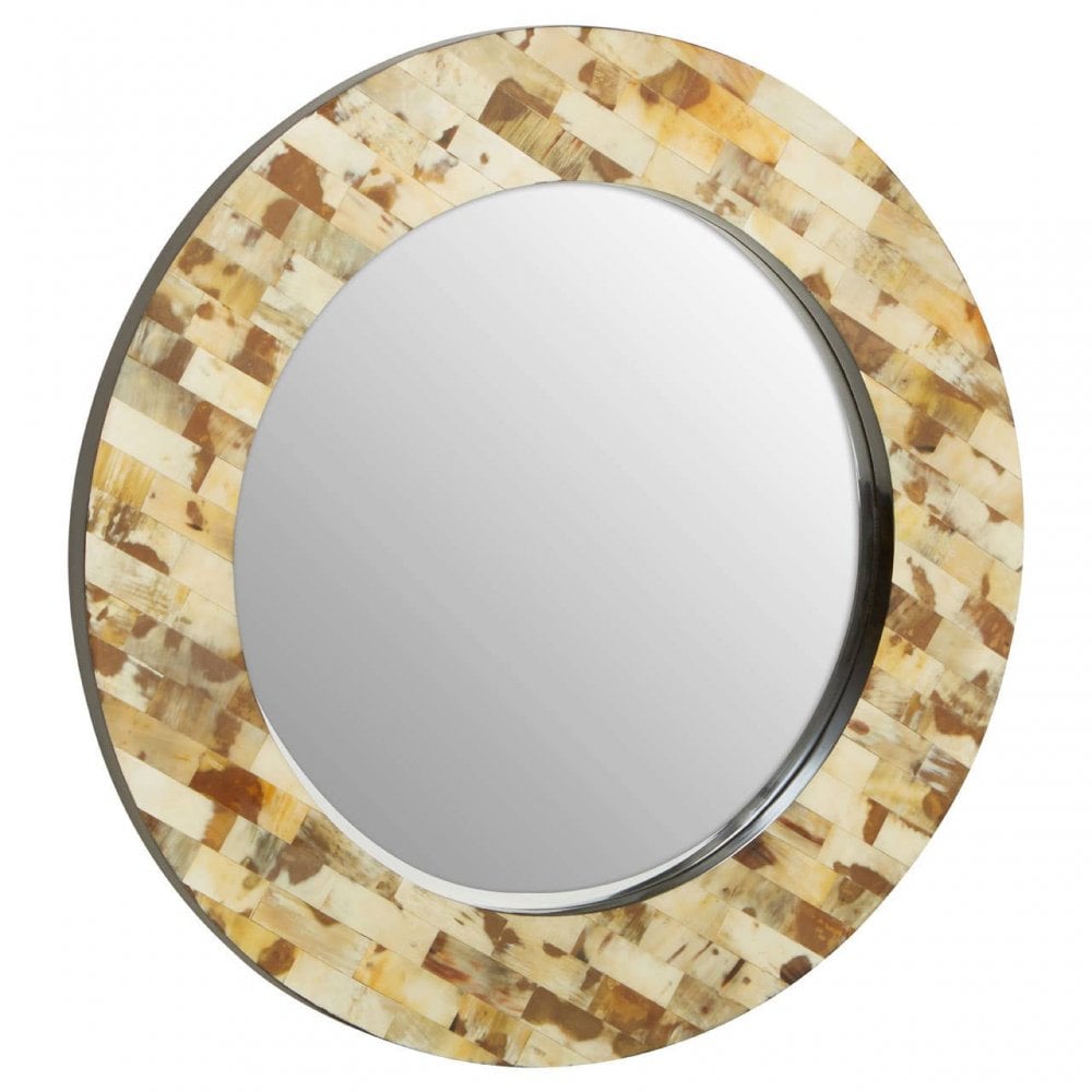 Obra Round Cream Shell Wall Mirror