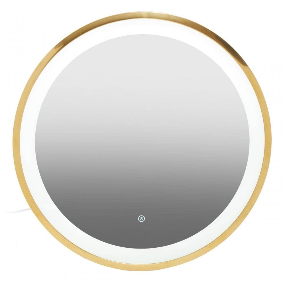 Avelino Illuminated Gold Round Mirror