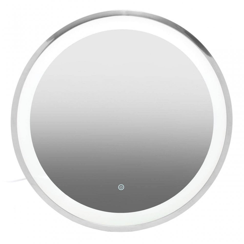 Avelino Illuminated Silver Round Mirror