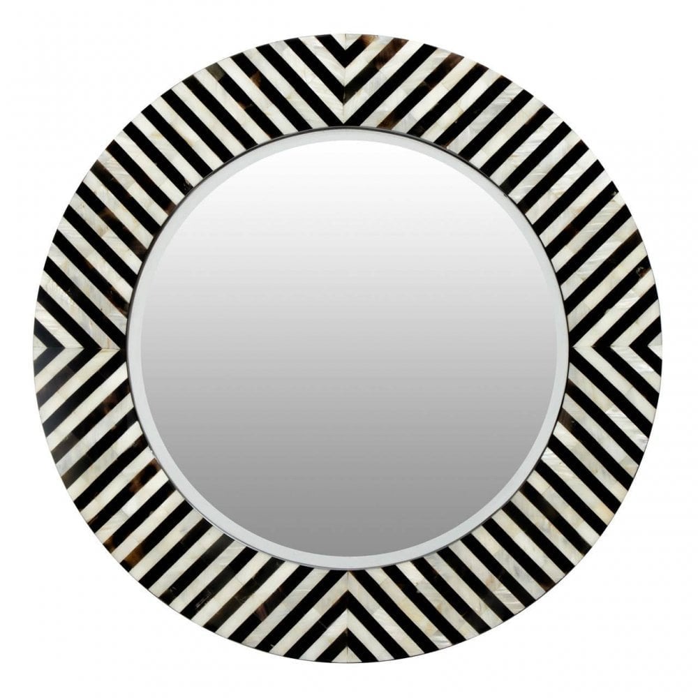 Obra Round Black Shell Wall Mirror