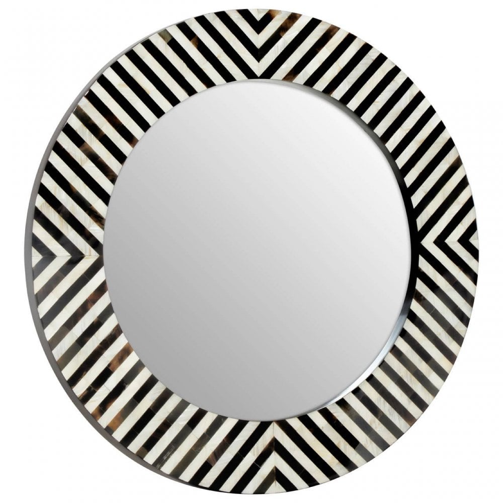 Obra Round Black Shell Wall Mirror