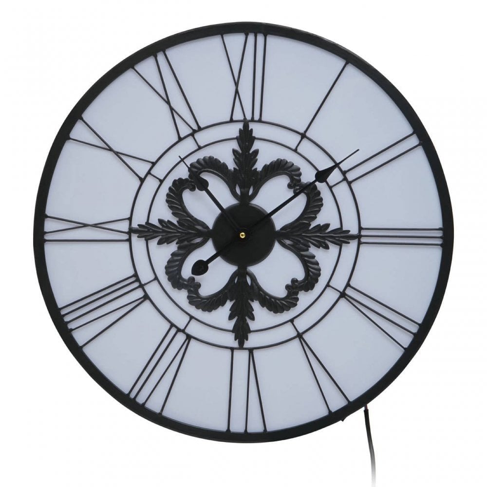 Genova Roman Numeral Black And White Led Wall Clock