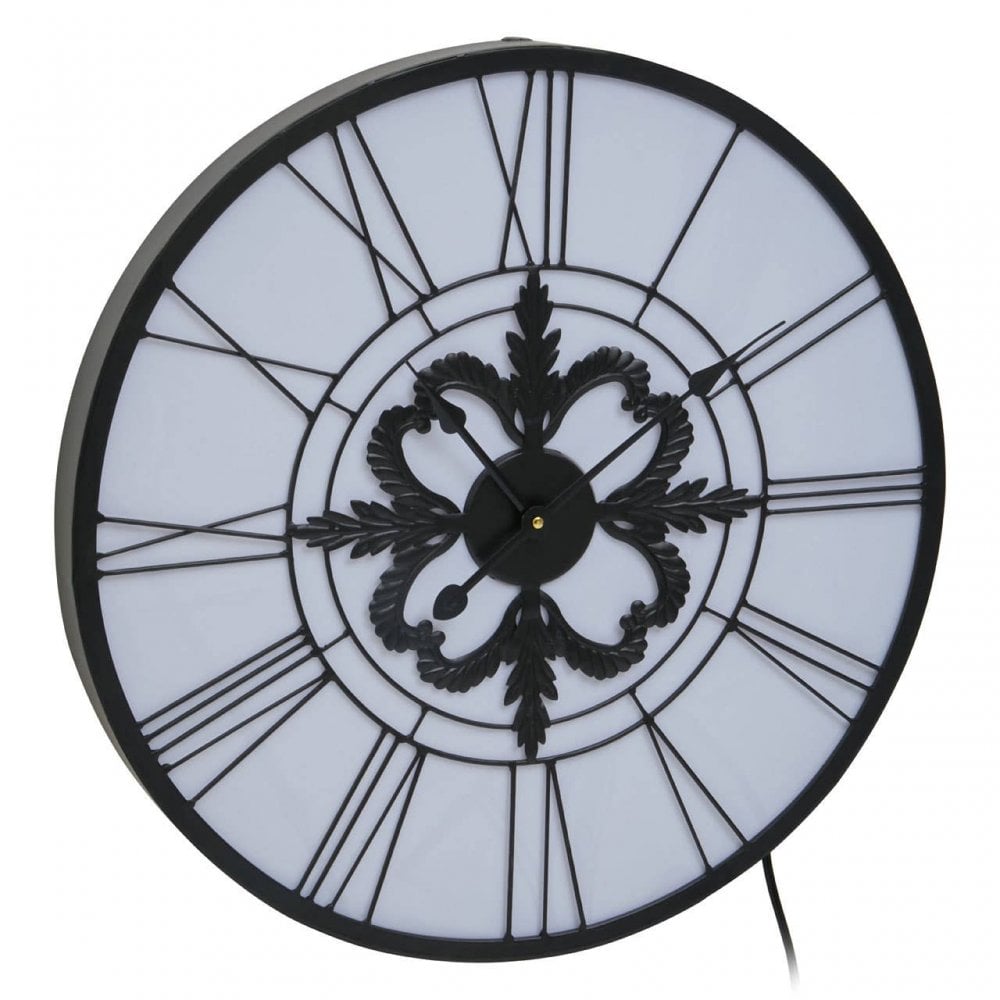 Genova Roman Numeral Black And White Led Wall Clock