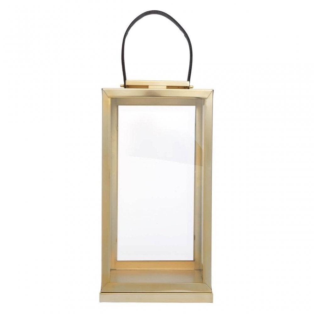 Herber Large Gold Steel With Hair On Leather Handle Lantern
