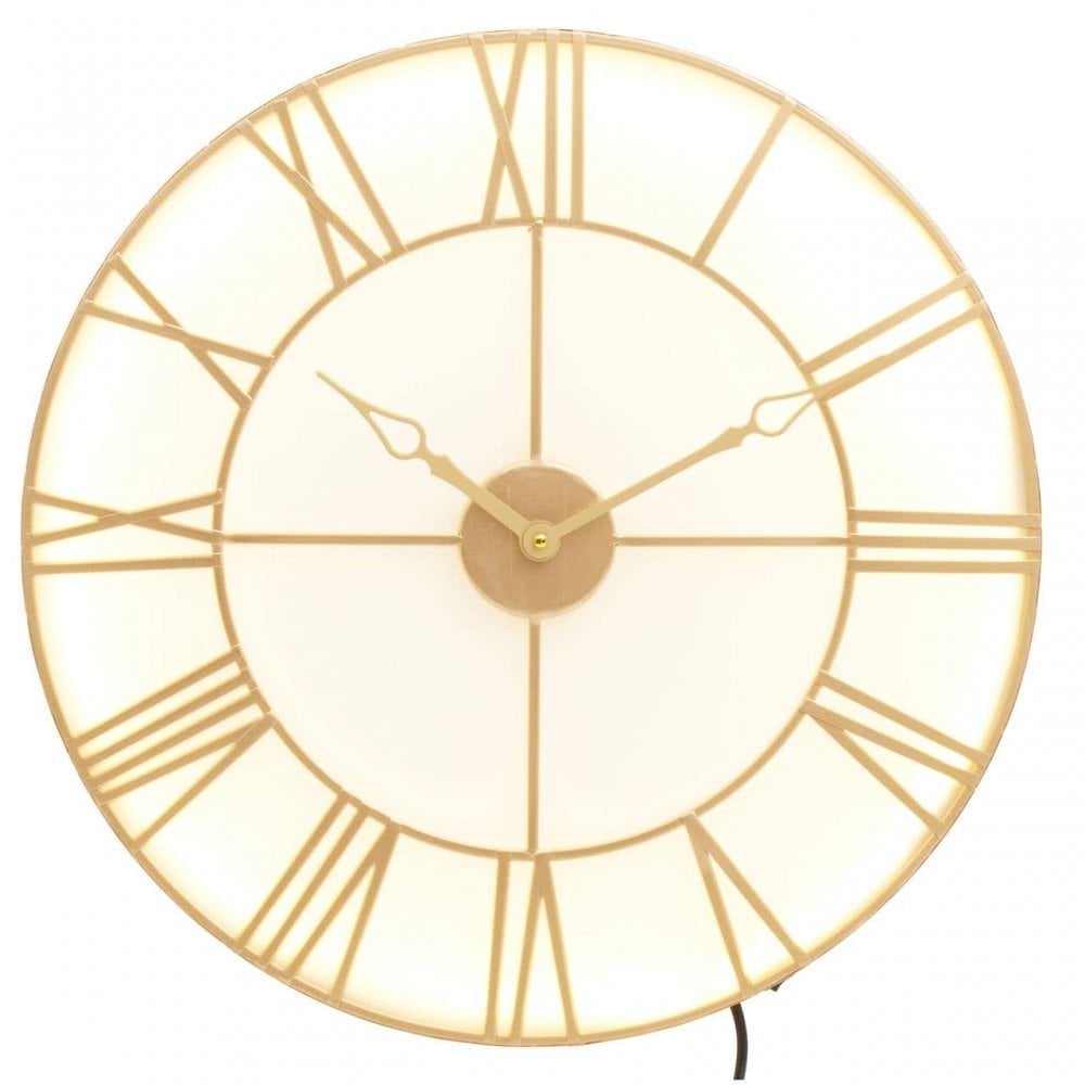 Genova Small Gold And White Led Wall Clock