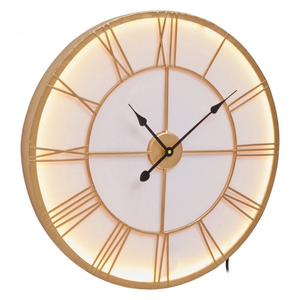 Genova Small Gold And White Led Wall Clock