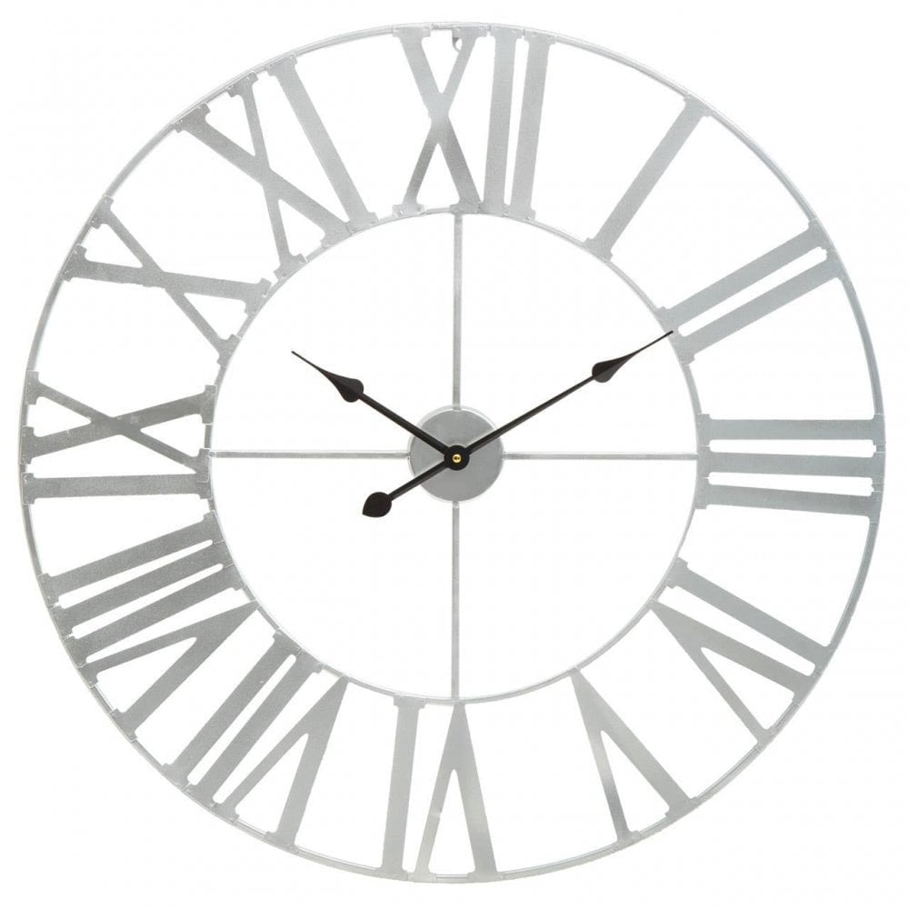 Genova Silver Metal Wall Clock