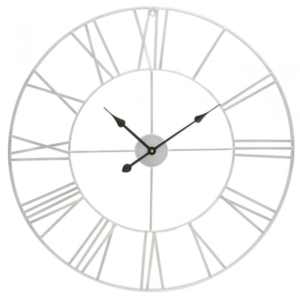 Genova Large Silver Metal Roman Numeral Wall Clock