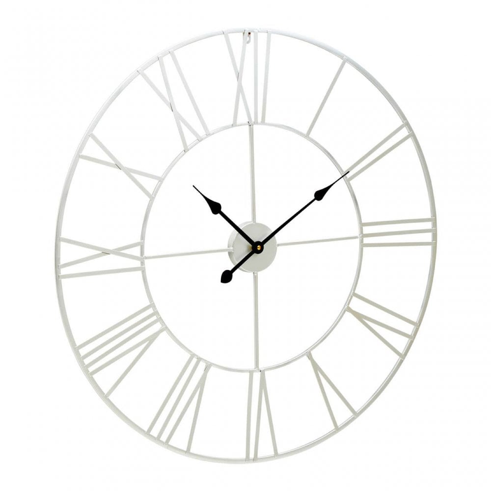 Genova Large Silver Metal Roman Numeral Wall Clock