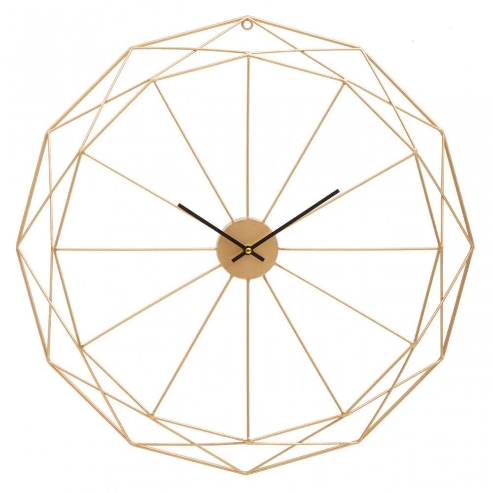 Genova Geometric Gold Metal Wall Clock